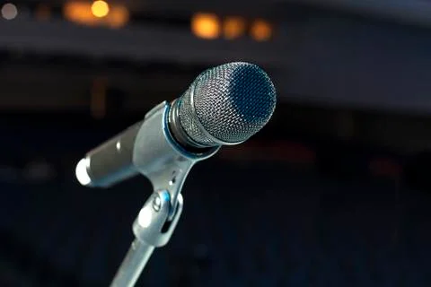 Microphone close-up on stage Stock Photos