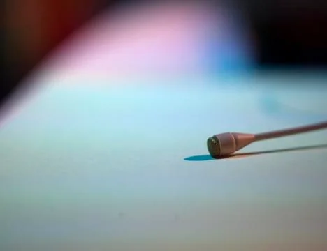 Microphone close-up on stage Stock Photos