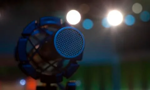 Microphone close-up on stage Stock Photos