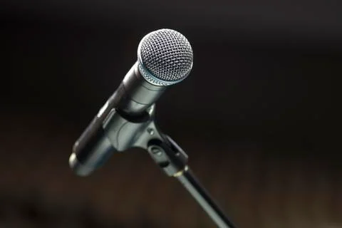 Microphone close-up on stage Foto stock
