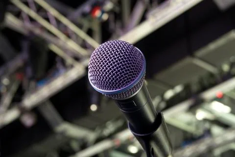 Microphone close-up on stage Stock Photos