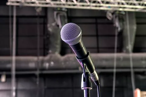 Microphone close-up on stage Stock Photos