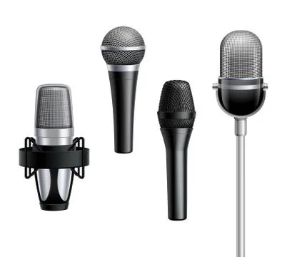 Microphone Collection In Realistic Style Stock Illustration