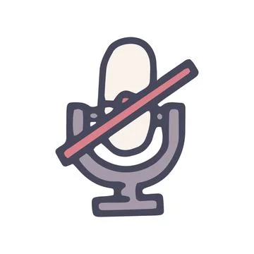 Microphone off color vector doodle simple icon Stock Illustration