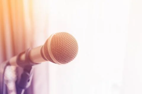 Microphone with colorful light Stock Photos