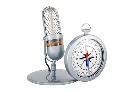 Microphone with compass, 3D rendering Microphone with compass, 3D renderin... Stock Photos