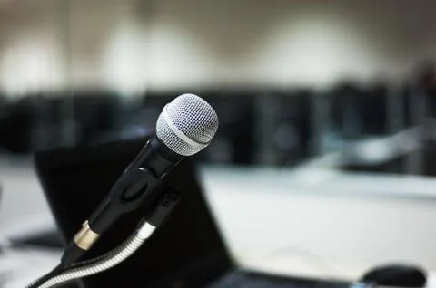 Microphone in computer lab Stock Photos