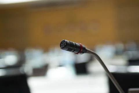 Microphone in computer lab Foto stock