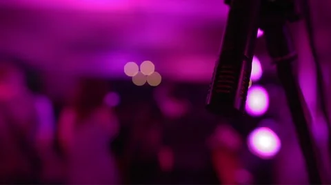 Microphone at a concert with disco lights Stock Footage 48907456