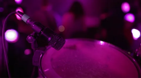 Microphone at a concert with disco lights Stock Footage 48907464