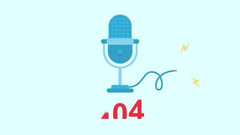Microphone Damage 404 Error 2d Animation with Alpha Matte Stock Footage 336039139
