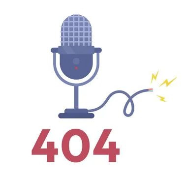 Microphone damage 404 page not found flat illustration Illustrazione stock