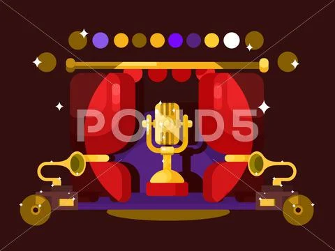 Microphone design flat Stock Illustration