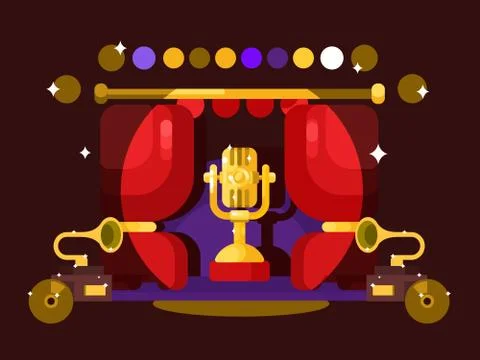 Microphone design flat Stock Illustration