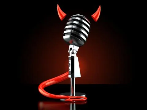 Microphone with devil horns and tail Stock Illustration