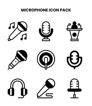 Microphone DuoTone Bundle Icons Pack Stock Illustration