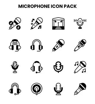 Microphone DuoTone Collection Icons Pack Stock Illustration
