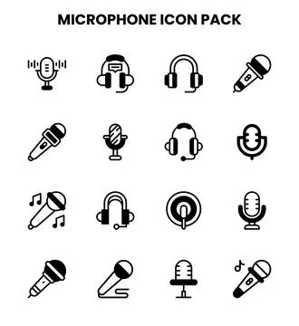 Microphone DuoTone Set Icons Pack Stock Illustration