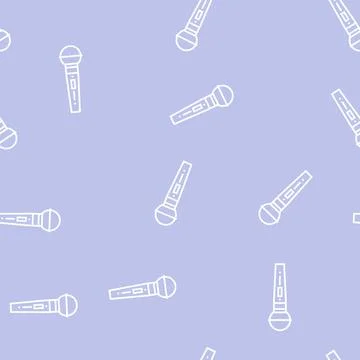 Microphone electronic device for singing song line seamless pattern Stock Illustration