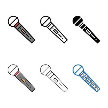 Microphone electronic device for singing song color icon range vector Stock Illustration