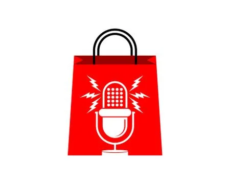 Microphone energy inside th shopping bag Stock Illustration