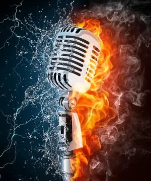 Microphone on Fire and Water Stock Illustration