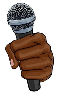 Microphone Fist Hand Comic Book Pop Art Cartoon Stock Illustration