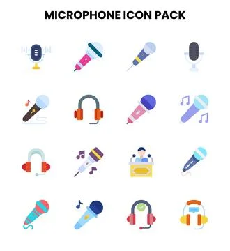 Microphone Flat Collection Icons Pack Stock Illustration