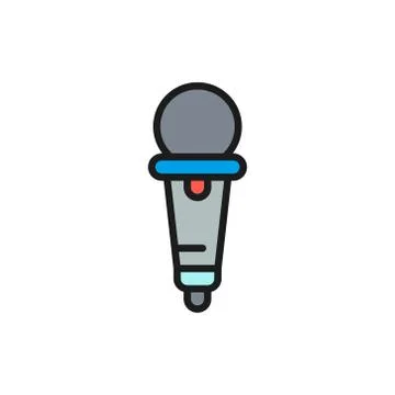 Microphone flat color line icon. Isolated on white background Stock Illustration