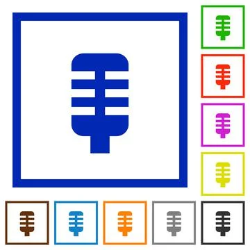 Microphone flat framed icons 스톡 일러스트