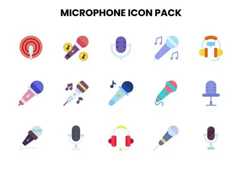 Microphone Flat Graphics Icons Pack Illustrazione stock