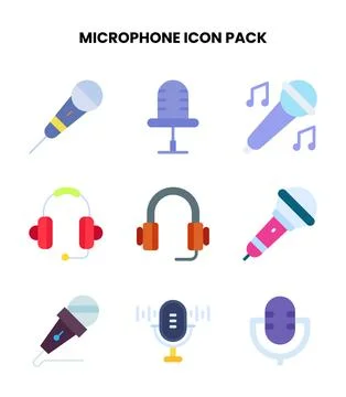 Microphone Flat Icons Pack Illustrazione stock