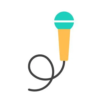 Microphone flat line icon isolated on white Stock Illustration