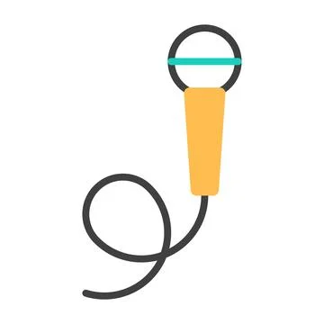 Microphone flat line logo icon isolated on white Stock Illustration