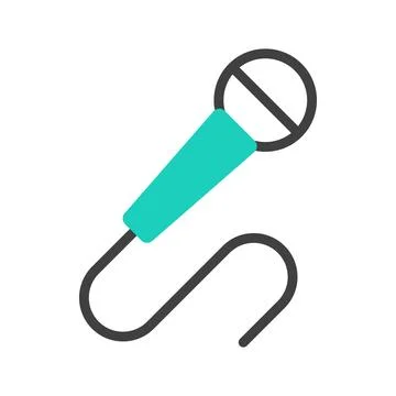 Microphone flat line sign icon isolated on white. Stock Illustration