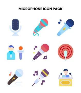 Microphone Flat Scalable Icons Pack Stock Illustration