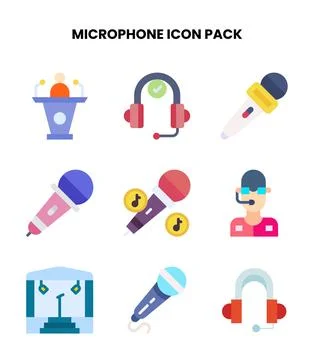 Microphone Flat UI Icons Pack Stock Illustration