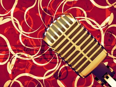 Microphone floral background Stock Illustration