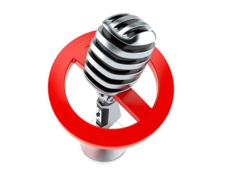 Microphone with forbidden sign Stock Illustration