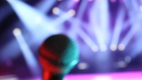 Microphone in front of bright lights Stock Footage 70355547