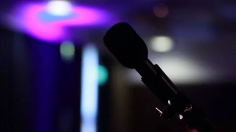 Microphone at the front of a stage Stock Footage 227150800
