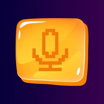 Microphone glossy ui button with pixelated icon Illustrazione stock