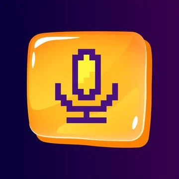 Microphone glossy ui button with pixelated color icon Stock Illustration