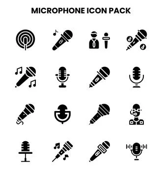 Microphone Glyph Icons Pack Stock Illustration