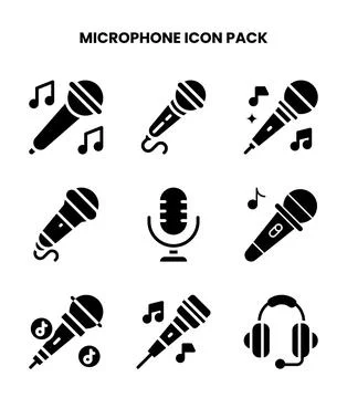 Microphone Glyph Scalable Icons Pack Stock Illustration