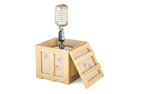 Microphone with graduation cap, 3D rendering 스톡 일러스트
