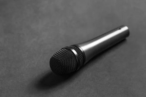 Microphone on gray background Stock Photos