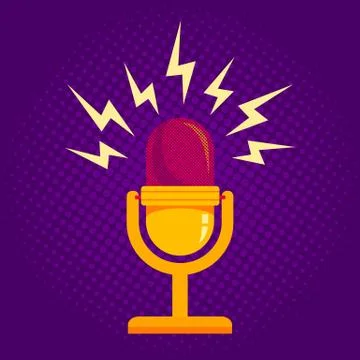 Microphone on halftone background Stock Illustration