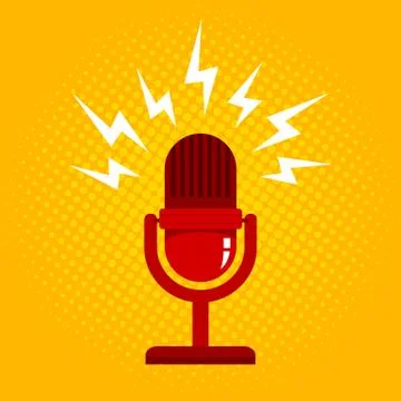 Microphone on halftone background Stock Illustration