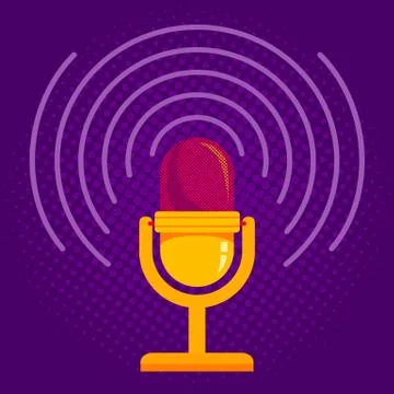 Microphone on halftone background Illustration